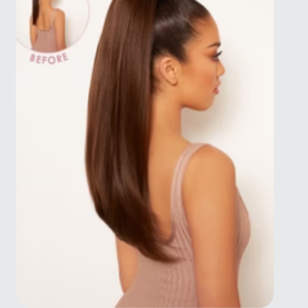 LullaBellz Clip In Ponytail Hair Extensions Blondette Color Sleek Full-Body 22"